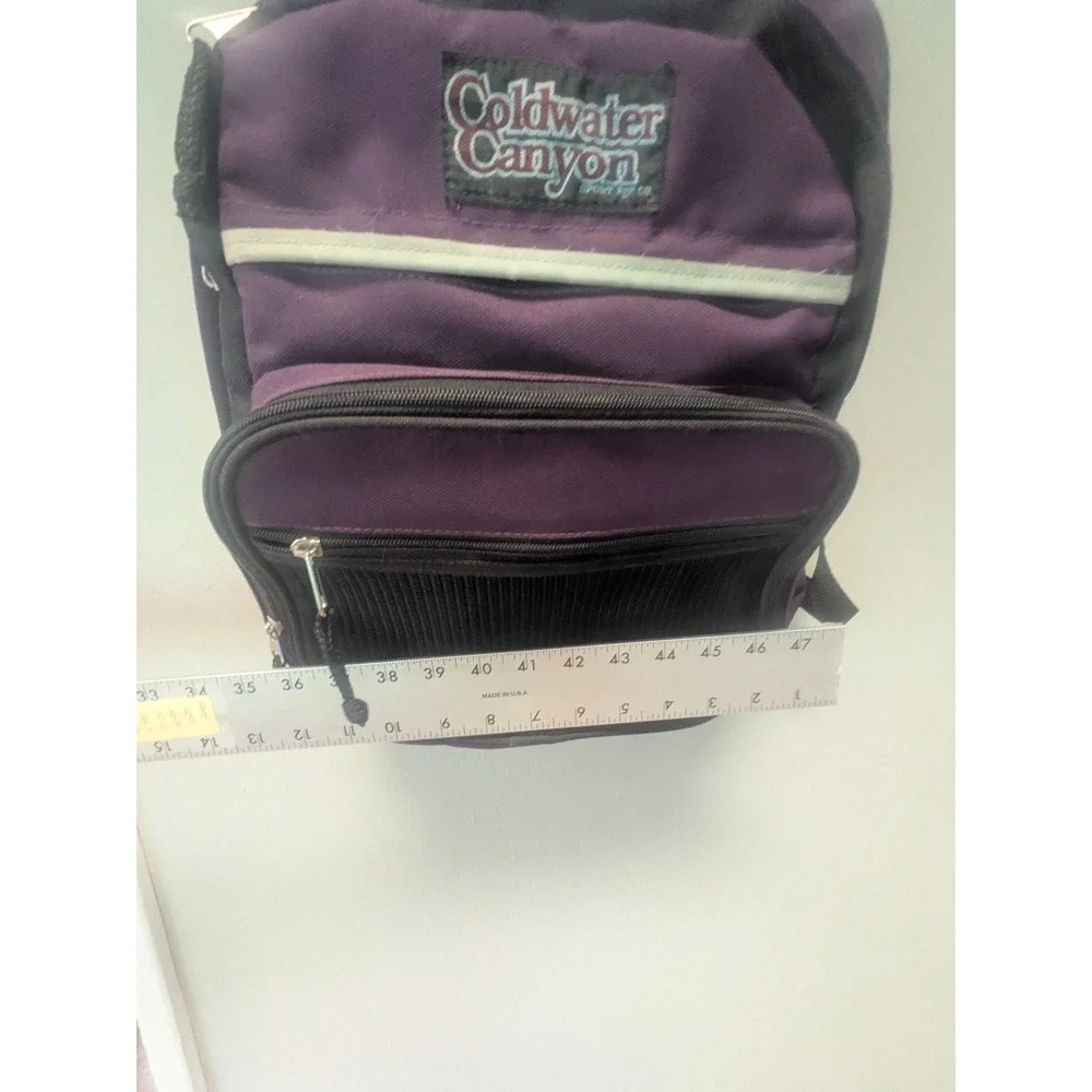 Vintage Coldwater Canyon Purple Black Multi Pocket Backpack 1990s Daypack